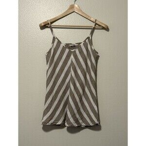 Flax Underflax Tan White Chevron Stripe Linen Camisole Tank Size Small Vacation